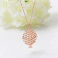 Mini Bright Rose Gold Charm Anhänger Blatt Halskette